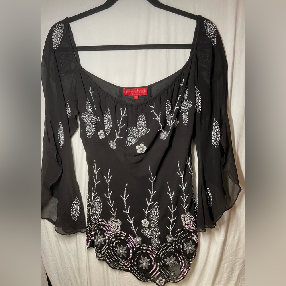 Black Sequin sheer Mini dress
